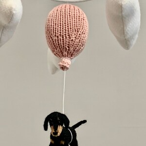 Wiener Dog Baby Nursery Mobile, Dachshund Baby Mobile, Cloud Balloon Mobile, Dog Nursery Mobile, Balloon Crib Mobile, Cloud Mobile image 4