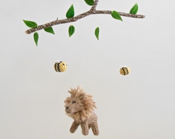 Lion Baby Mobile, Gender Neutral Nursery Animal Art, Lion Nursery Decor