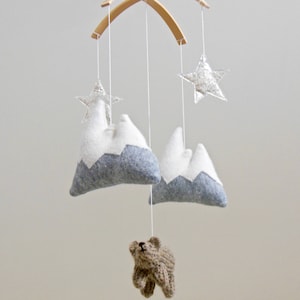 Mountain Baby Mobile, Bear Nursery Mobile, Rustic Nursery Decor, Star Mobile, Woodland Nursery, Woodland Baby Mobile, Bear