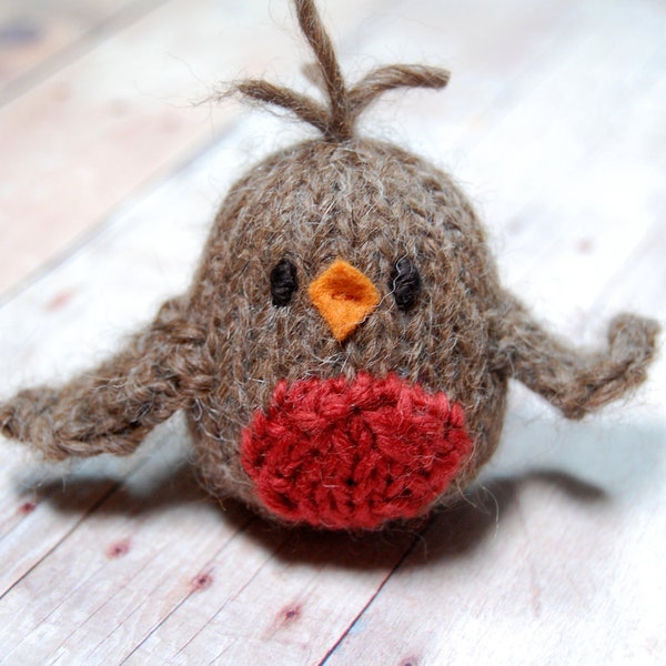 Robin Bird Knitting PDF Pattern, DIY Robin Ornament Knitting Pattern