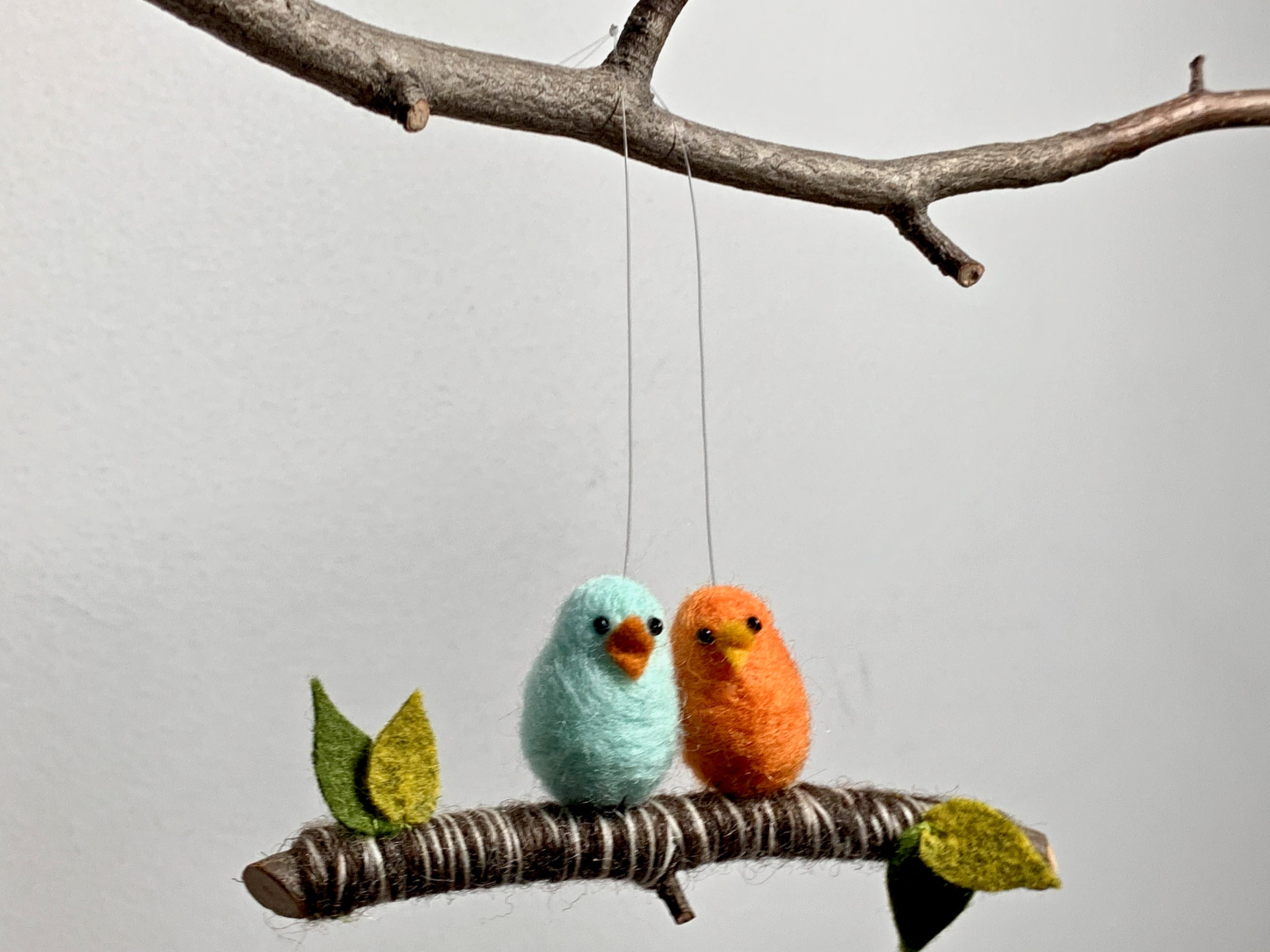 Felt Bird Ornaments,Christmas Felted Birds,Felt Bird Love,Love Birds With Hearts,Cute Birds Decor,Kids Valentine Decor,Hanging Felt Birds