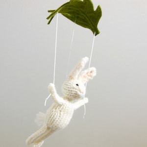 Bunny Baby Mobile, Gender Neutral Animal Nursery Decor, Bunny Soft Sculpture