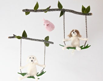 Knit Dog Gender Neutral Baby Nursery Mobile, Custom Pet Baby Mobile