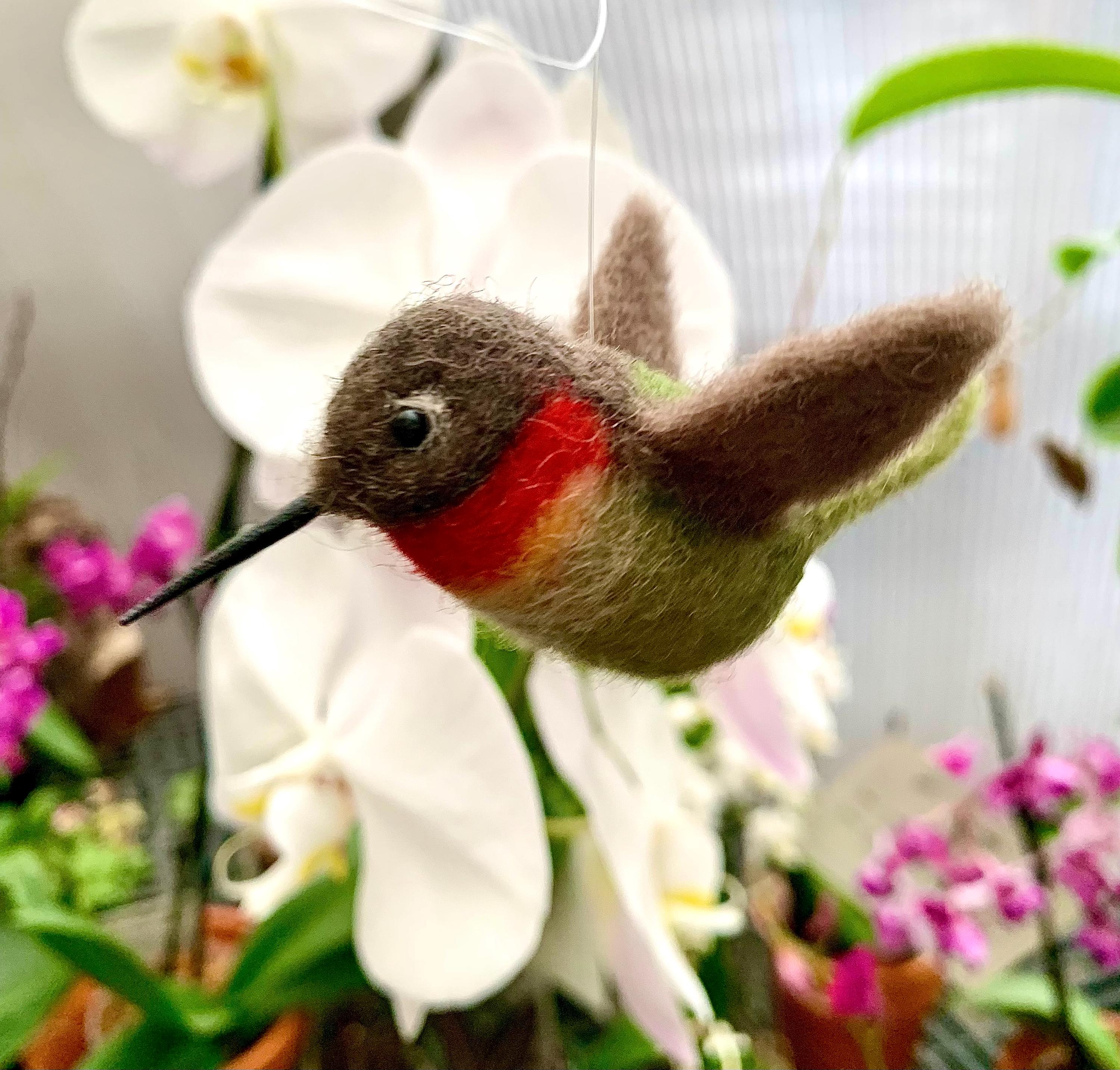 Felted Hummingbird Hummingbird, Ruby Throated Hummingbird Ornament, Needle-felted Bird ...