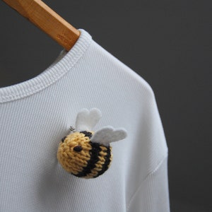 Bee Brooch, Bumble Bee Lapel Pin, Bee Broach, Bee Bridal Shower, Gift for Her, Mother's Day Gift, Bumble Bee Pin, Queen Bee Gift, Knit Bug image 1