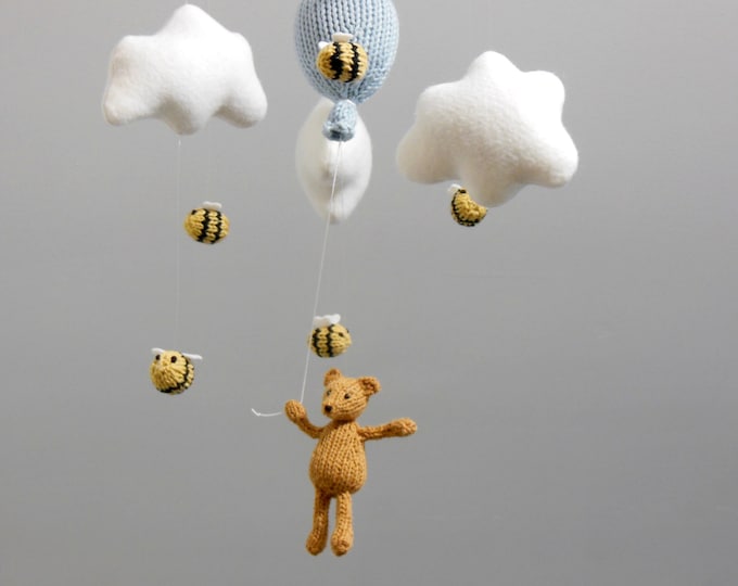 Classic Winnie the Pooh Mobile, Bear and Bees Nursery Mobile, Gender Neutral Nursery