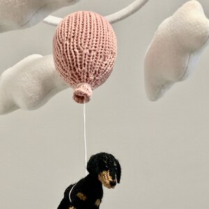 Wiener Dog Baby Nursery Mobile, Dachshund Baby Mobile, Cloud Balloon Mobile, Dog Nursery Mobile, Balloon Crib Mobile, Cloud Mobile image 3