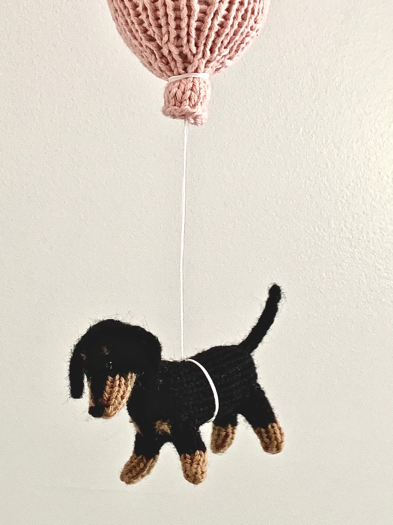 Wiener Dog Baby Nursery Mobile, Dachshund Baby Mobile, Cloud Balloon Mobile, Dog Nursery Mobile, Balloon Crib Mobile, Cloud Mobile image 8