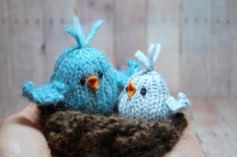 Knit Birds in Nest Waldorf Soft Toy Amigurumi Modern Woodland Etsy