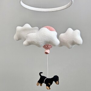 Wiener Dog Baby Nursery Mobile, Dachshund Baby Mobile, Cloud Balloon Mobile, Dog Nursery Mobile, Balloon Crib Mobile, Cloud Mobile image 5