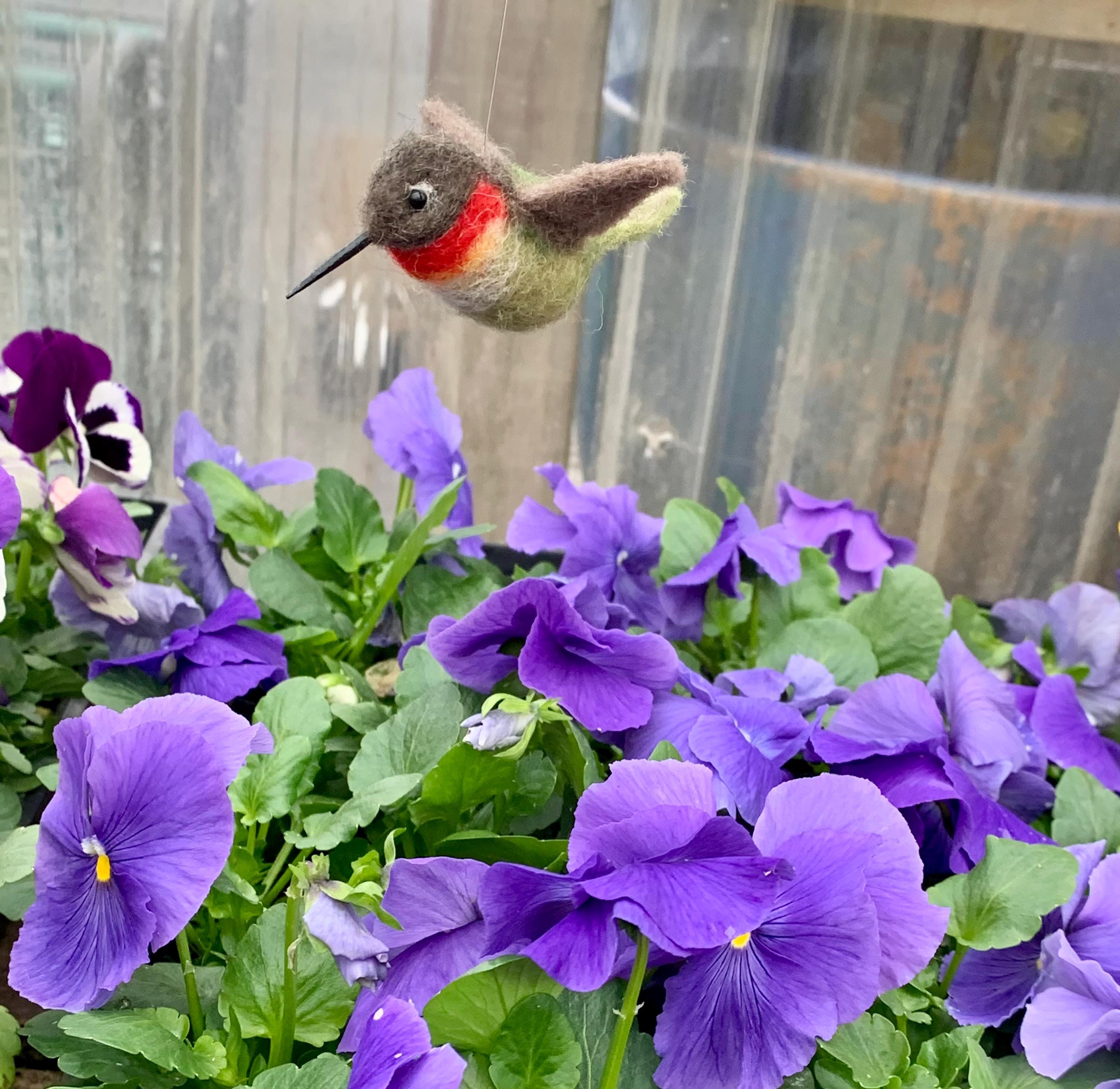 Felted Hummingbird Hummingbird, Ruby Throated Hummingbird Ornament, Needle-felted Bird ...