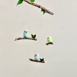 Bird Baby Mobile, Needle Felted Bird, Bird Nursery Mobile, Woodland Decor, Modern Nursery Art, Needle Felted Animal, Nursery Mobile Boy
