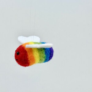 Needle-Felted Rainbow Bee Ornament, Bumble Bee Ornament image 3