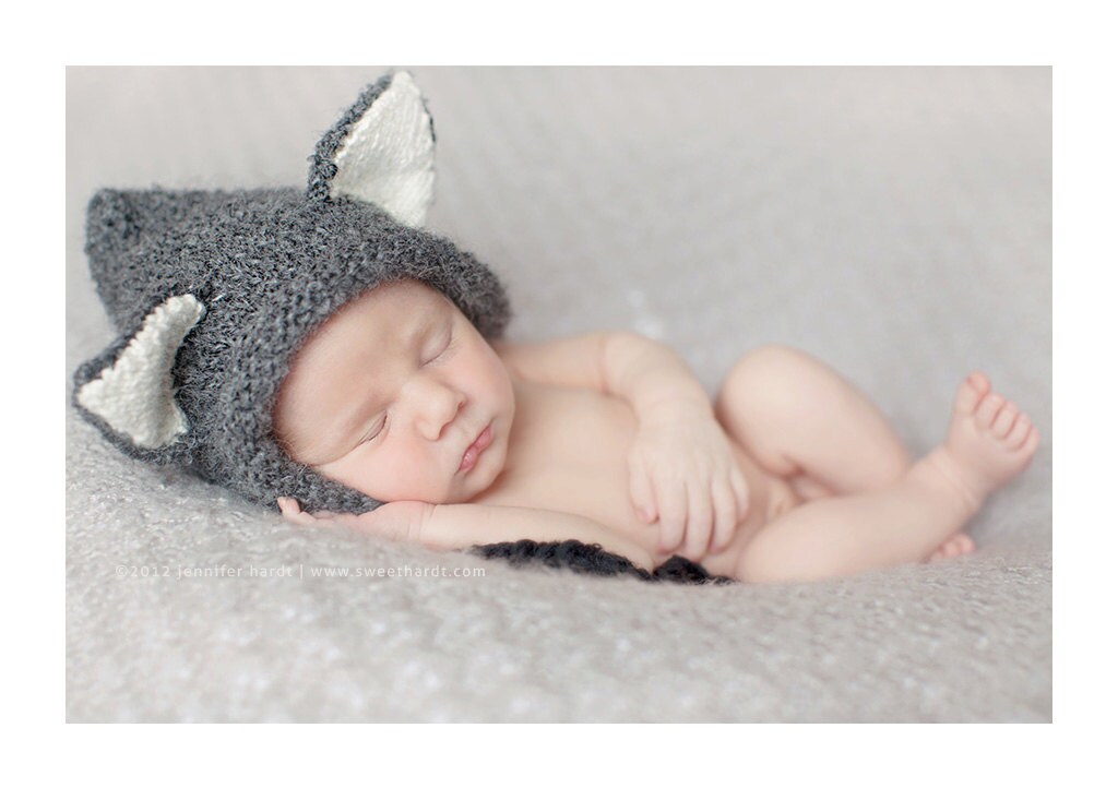 Wolf Baby Bonnet Knit Alpaca Gray Wolf 