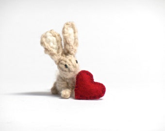 Miniature Bunny, Miniature Animal, Tiny Knit Animals, Knit Rabbit, Dollhouse, Fiber Sculpture, Woodland Animal, Miniature Collection
