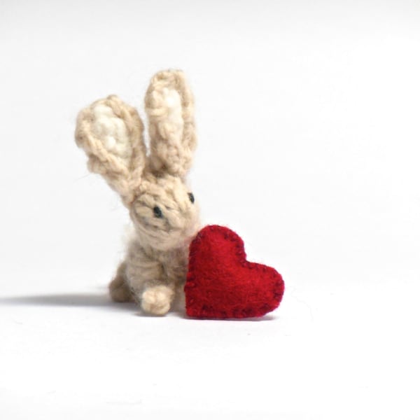 Miniature Bunny, Miniature Animal, Tiny Knit Animals, Knit Rabbit, Dollhouse, Fiber Sculpture, Woodland Animal, Miniature Collection