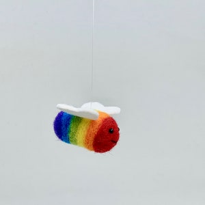 Needle-Felted Rainbow Bee Ornament, Bumble Bee Ornament image 5