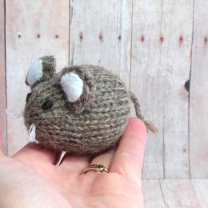 Knit Gray Brown Mouse Ornament, Mouse Stocking Stuffer image 3