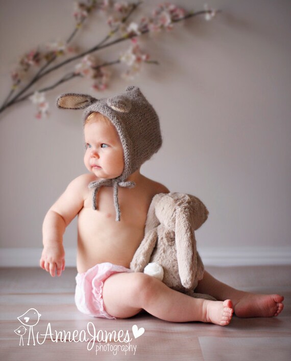 Bunny Bonnet Knit Alpaca Bunny Hat for 