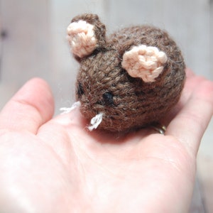 Knit Gray Brown Mouse Ornament, Mouse Stocking Stuffer image 4