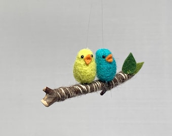 Needle Felted Bird Ornament, Birds on a Branch Ornament, Needle Felted Animals, Needle Felted Bird, Christmas Ornament