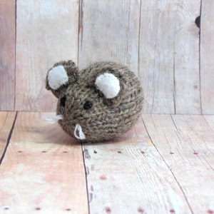 Knit Gray Brown Mouse Ornament, Mouse Stocking Stuffer image 2