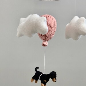 Wiener Dog Baby Nursery Mobile, Dachshund Baby Mobile, Cloud Balloon Mobile, Dog Nursery Mobile, Balloon Crib Mobile, Cloud Mobile image 7