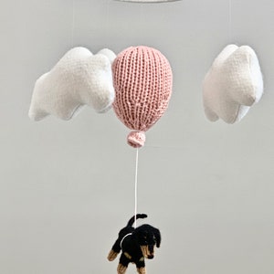 Wiener Dog Baby Nursery Mobile, Dachshund Baby Mobile, Cloud Balloon Mobile, Dog Nursery Mobile, Balloon Crib Mobile, Cloud Mobile image 9