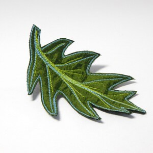 Oak Leaf Hair Clip, Green Silk Embroidered Hair Accessory image 2