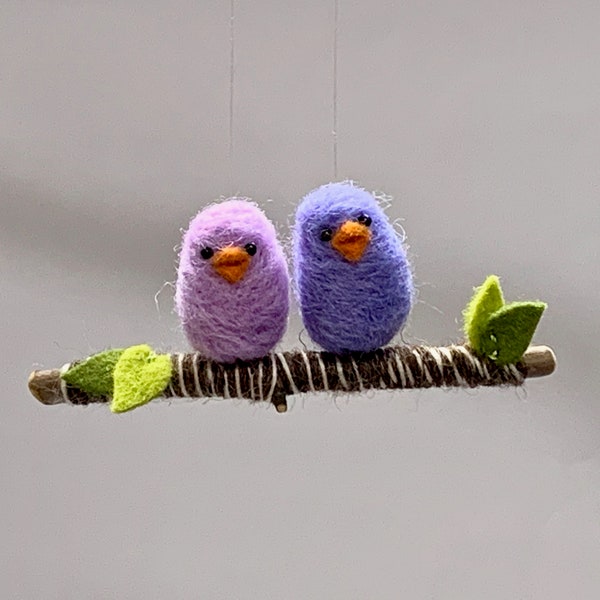 Needle Felted Ornament, Birds on a Branch Ornament, Bird Ornament, Mini Birds, Needle Felted Animals, Needle Felted Bird, Christmas Ornament
