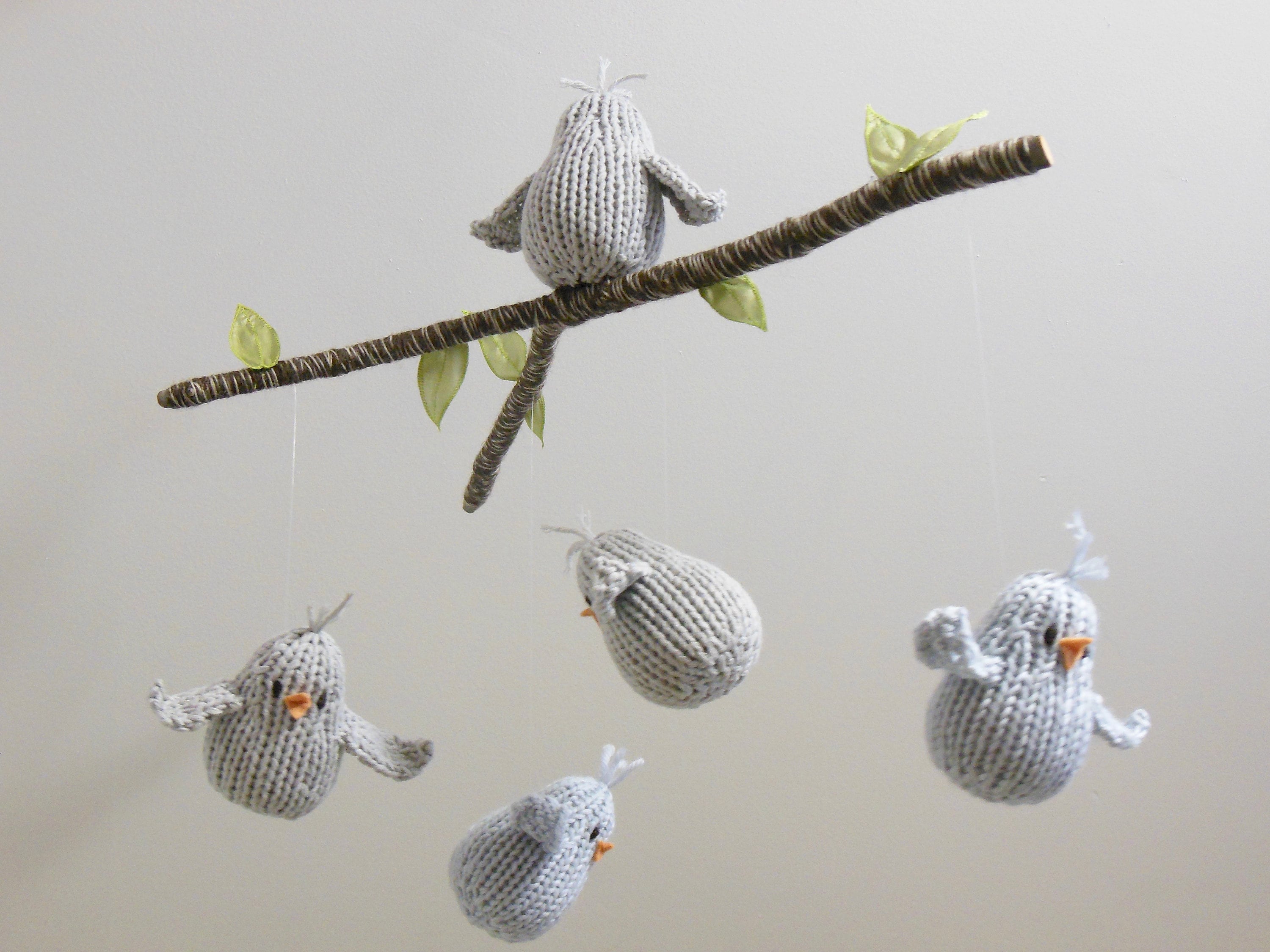 Bird Baby Mobile Bird Nursery Mobile Blue and Gray Nursery Etsy