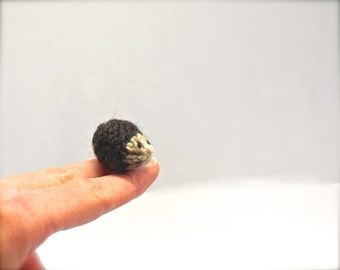 Mini Knit Hedgehog, Tiny Wool Fiber Sculpture, Woodland Animal