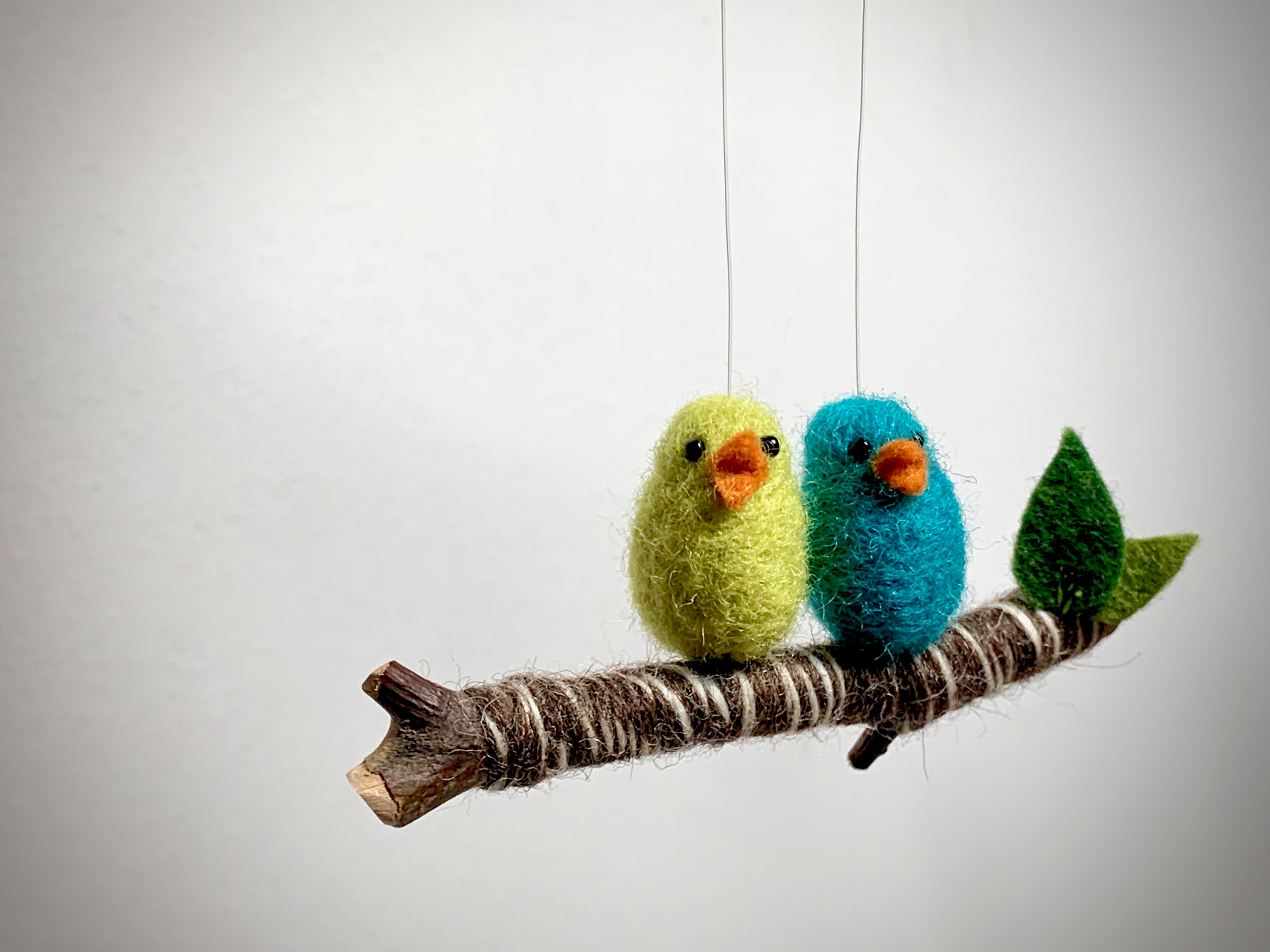 Needle Felted Bird Ornament Birds on a Branch Ornament Etsy