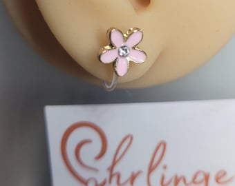 Blume rosa/Ohrclips Kinder/Ohrringe ohne Ohrloch/schmerzfreier Schmuck/schmerzfreie Ohrringe/Ohrschmuck ohne Stechen/Geschenk Mädchen