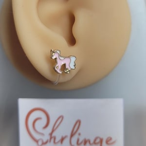 Unicornio rosa/Pendientes de clip para niñas/No requiere perforación/Joyería indolora/Pendientes sin dolor/No requiere perforación/Regalo para niñas