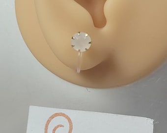 Children's rhinestone/clip-on earrings/earrings without piercing/painless jewelry/painless earrings/ear jewelry without piercing/gift for girls/white
