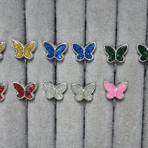 Fjäril i silverinfattning/Barnörhängen med clips/Örhängen med clips/Gåva/Örhängen med clips/Smärtfria örhängen/Örhängen utan piercing/Födelsedag