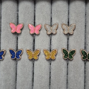 Mariposa engastada en oro/Pendientes de clip para niñas/Pendientes de clip/Regalo/Pendientes de clip/Pendientes indoloros/Pendientes sin perforación/Cumpleaños