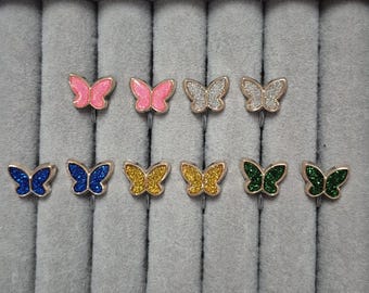 Butterfly in gold setting/Children's clip-on earrings/Clip earrings/Gift/Clip-on earrings/Painless earrings/Non-piercing earrings/Birthday