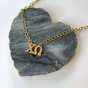 Chi Omega Necklace: Rhinestone Greek Letter Sorority Jewelry