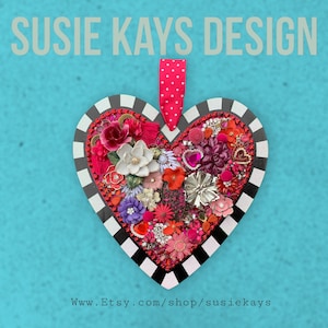 Heart Jewelry Collage Art: Upcycled Vintage Valentine&#39;s Decor