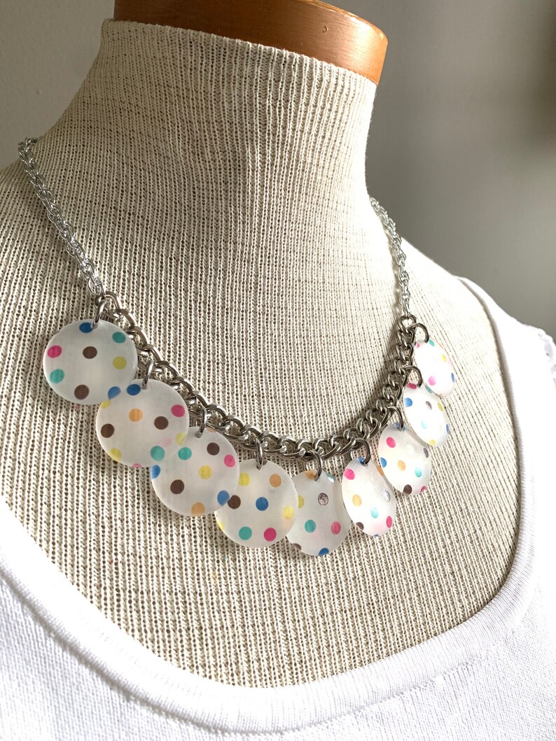 Confetti Necklace Multi Strand Colorful Bubblegum Choker Etsy