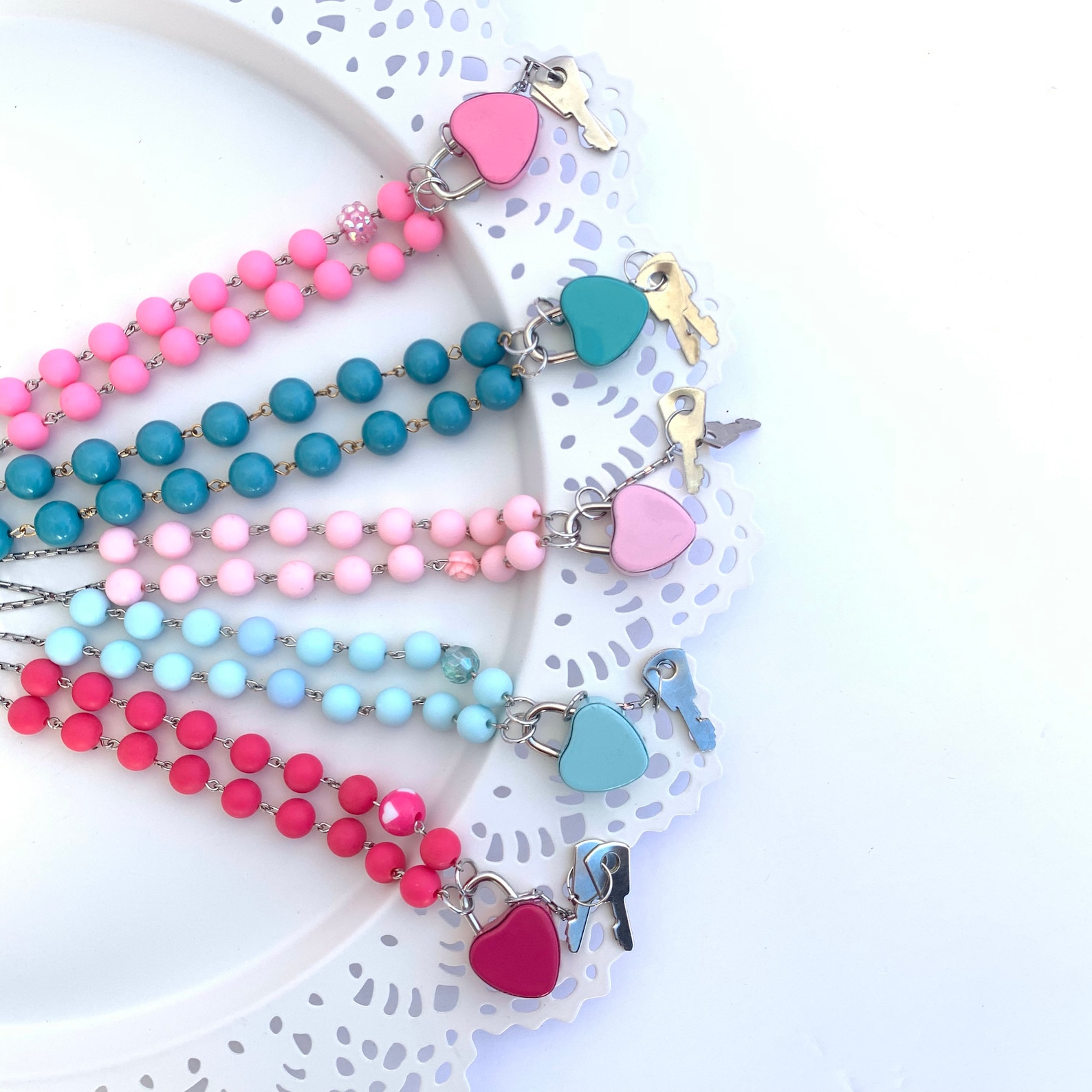 Heart Enamel Locket Padlock Statement Necklace Vintage Lock Etsy