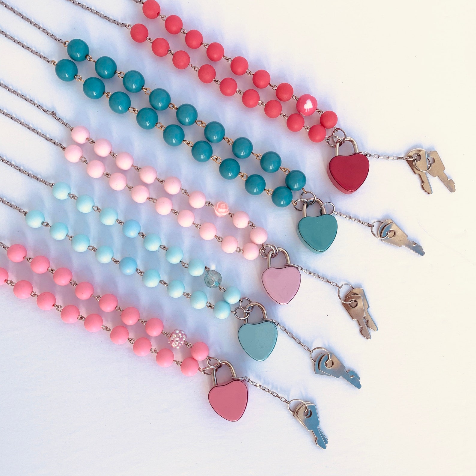 Heart Enamel Locket Padlock Statement Necklace Vintage Lock Etsy