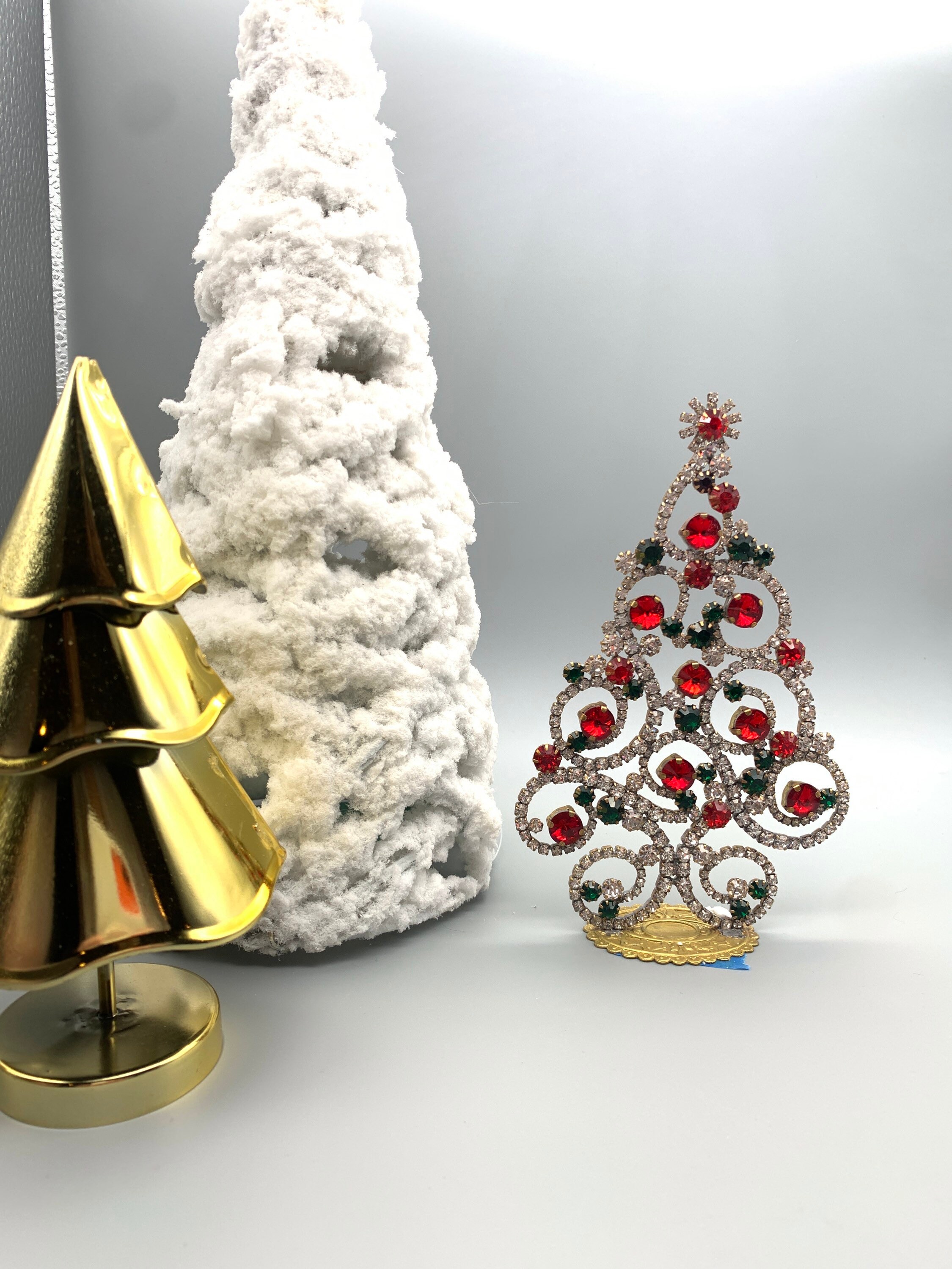 Vintage Czech Rhinestone Christmas Tree, Vntg Holiday Xmas