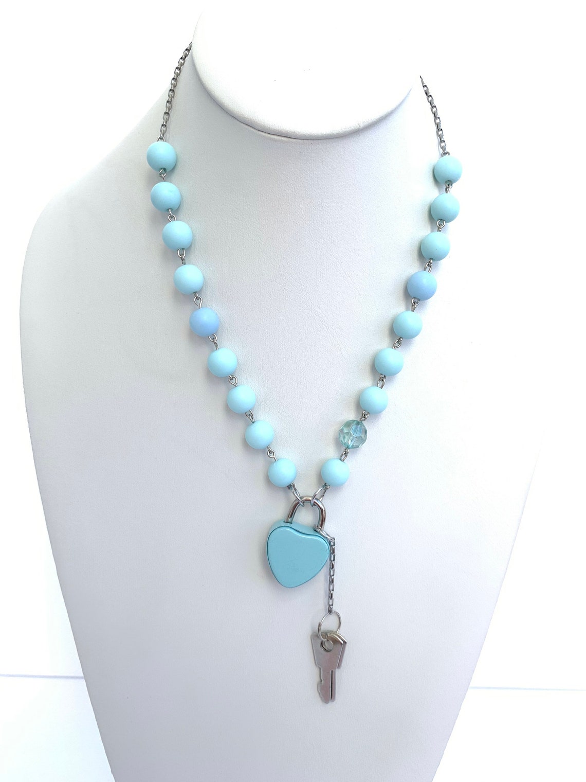 Heart Enamel Locket Padlock Statement Necklace Vintage Lock Etsy