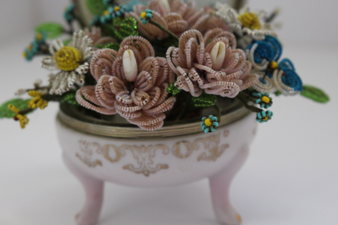 Vintage French Beaded Flower Bouquet in Delicate Victorian Etsy