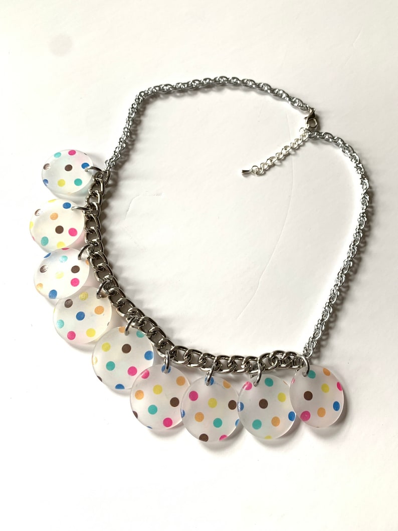 Confetti Necklace Multi Strand Colorful Bubblegum Choker Etsy