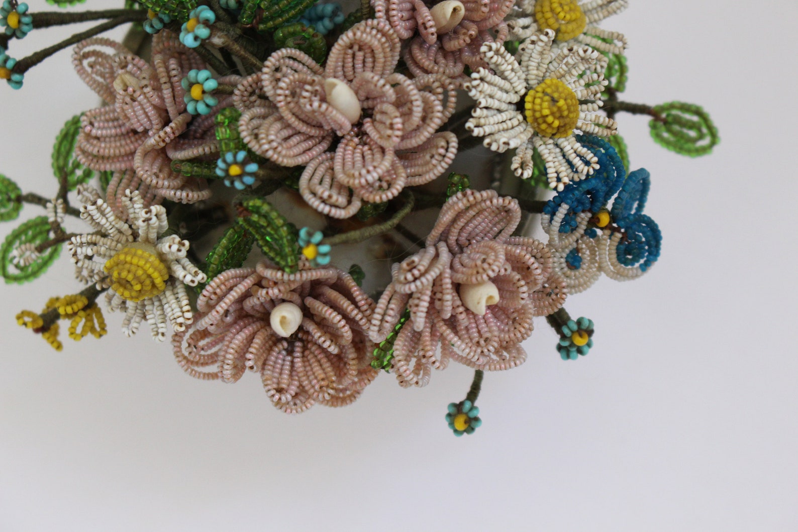Vintage French Beaded Flower Bouquet in Delicate Victorian Etsy