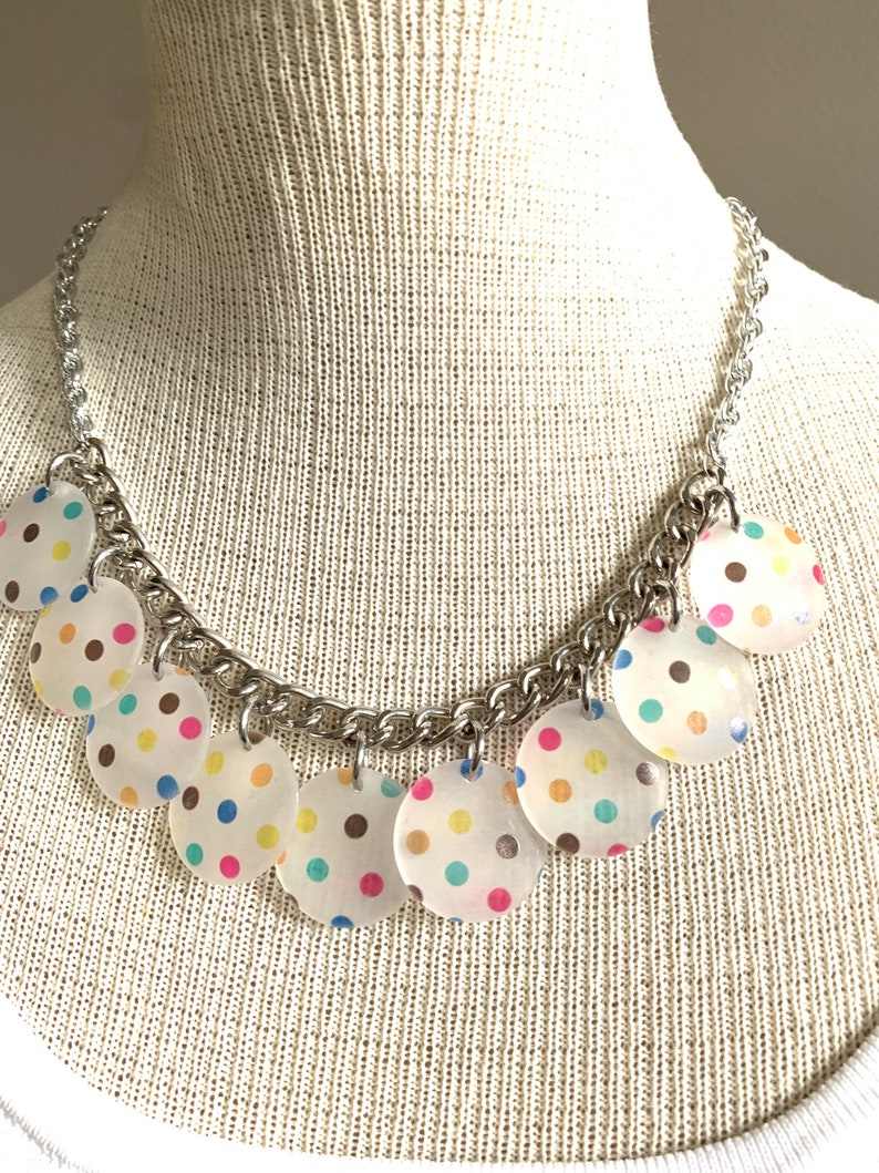 Confetti Necklace Multi Strand Colorful Bubblegum Choker Etsy